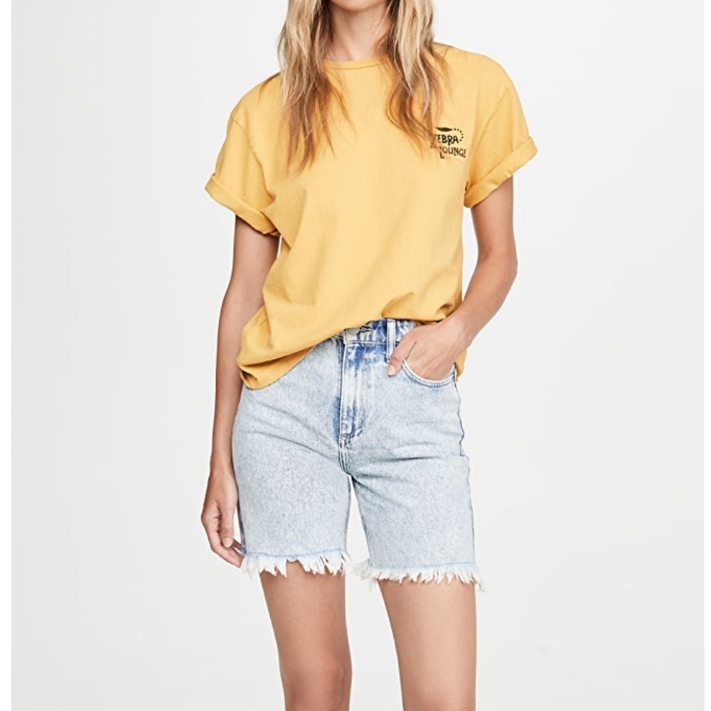 Lee Light Wash Denim Bermuda Shorts with Frayed Hem